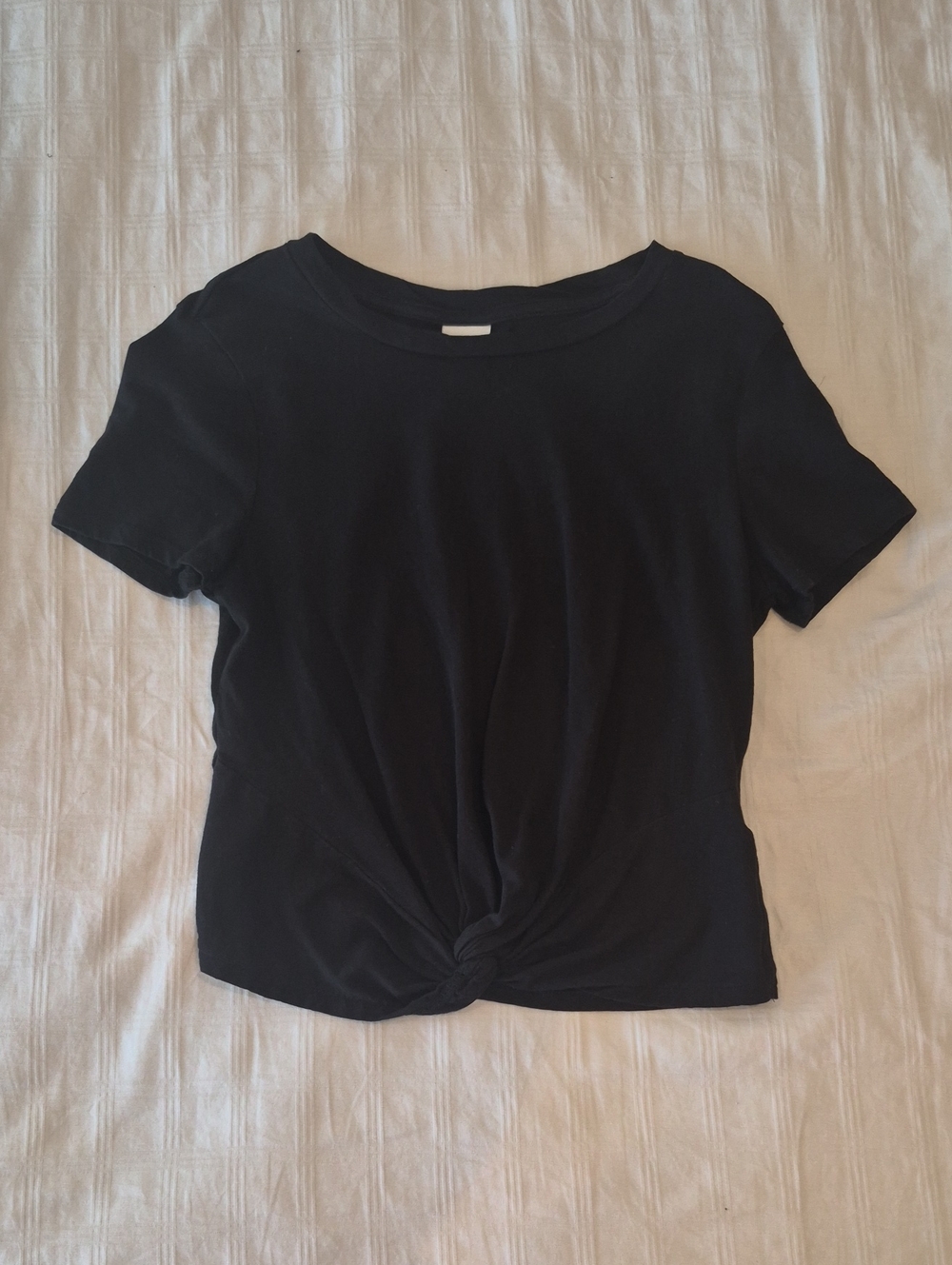 H&M 100% Cotton Black Short Sleeve Tee with Front Twist